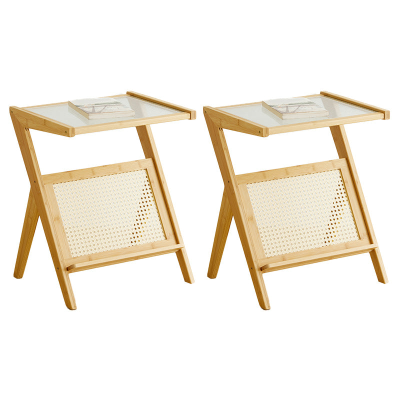 14" Wide Contemporary Corner Table Clear Rectangular Side Table