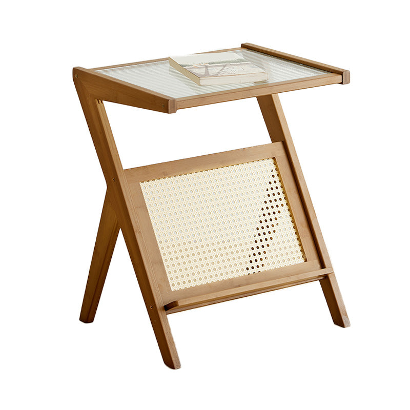 14" Wide Contemporary Corner Table Clear Rectangular Side Table