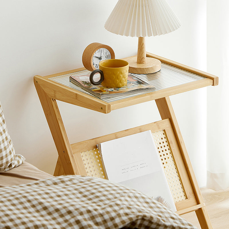 14" Wide Contemporary Corner Table Clear Rectangular Side Table