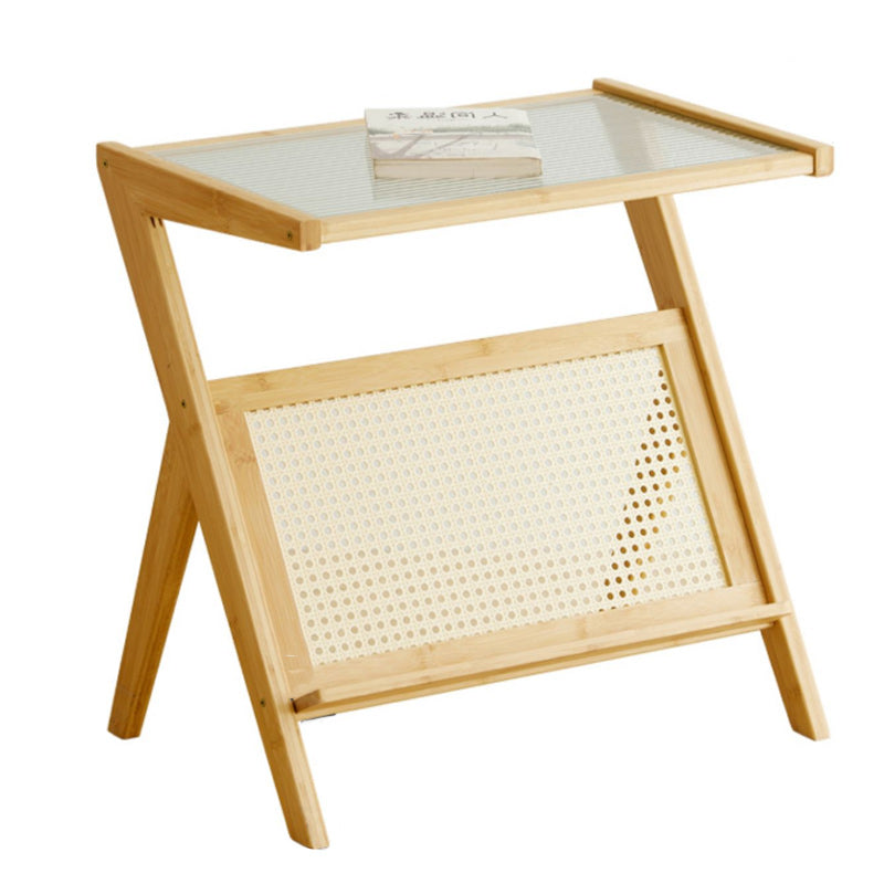 14" Wide Contemporary Corner Table Clear Rectangular Side Table