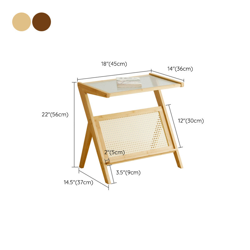 14" Wide Contemporary Corner Table Clear Rectangular Side Table