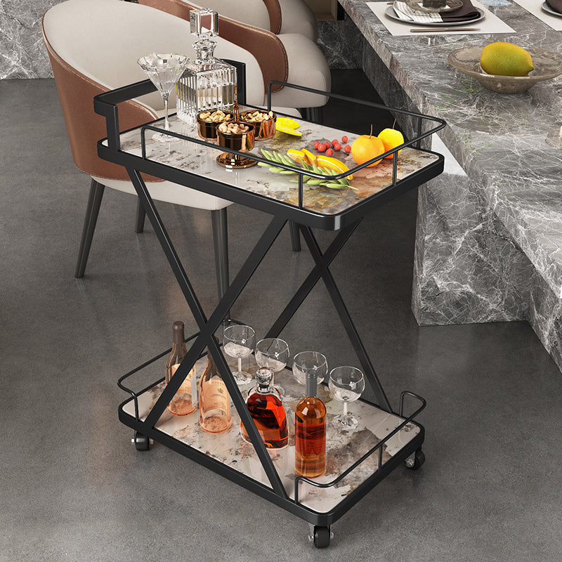 Modern Open Storage Kitchen Trolley Rectangle Dining Room Prep Table