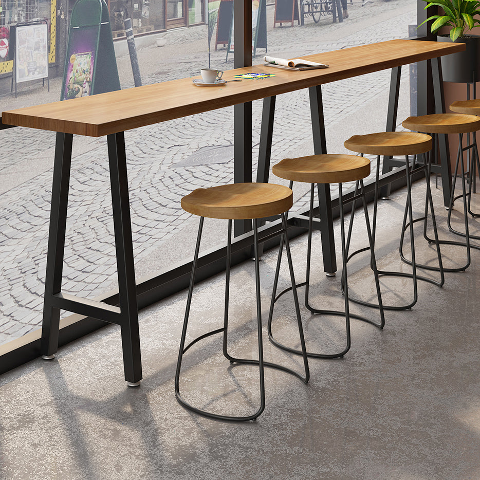 Contemporary Indoor Bar Dining Table Metal and Wood Bar Stool Table