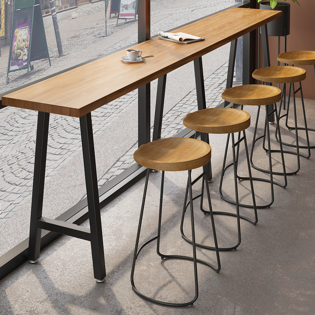 Contemporary Indoor Bar Dining Table Metal and Wood Bar Stool Table