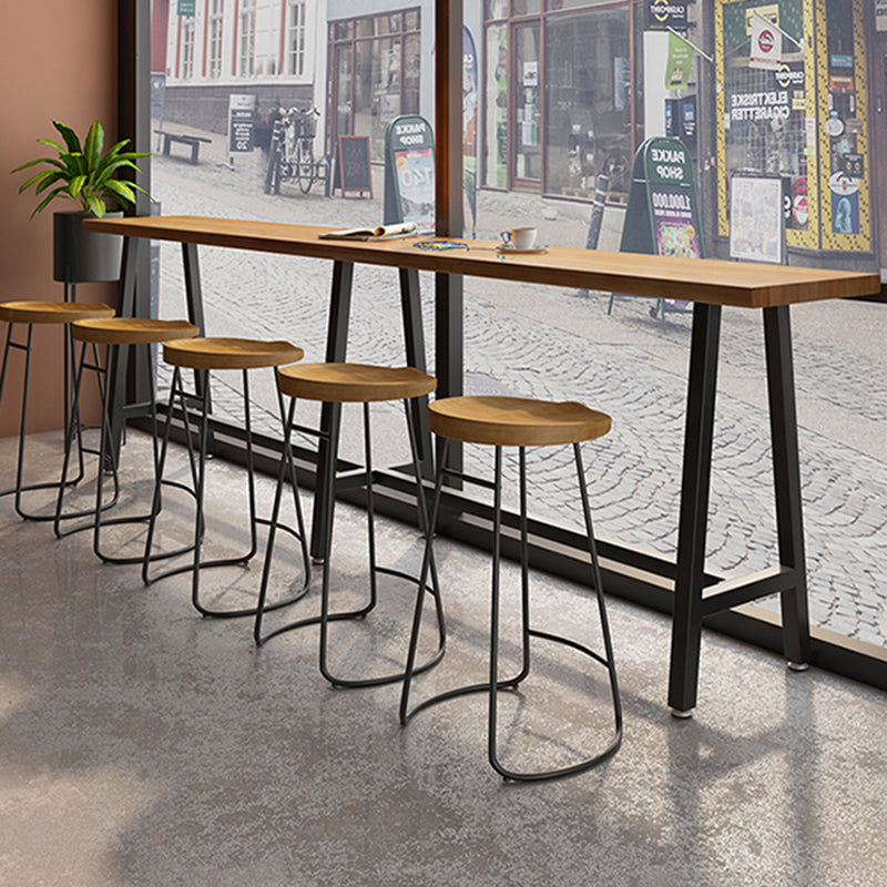 Contemporary Indoor Bar Dining Table Metal and Wood Bar Stool Table