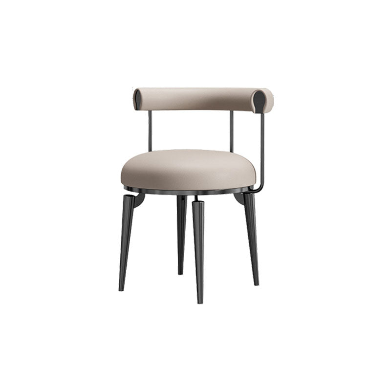 Upholstered Arm Chair Glam Style Open Back Dining Chairs with Metal Legs