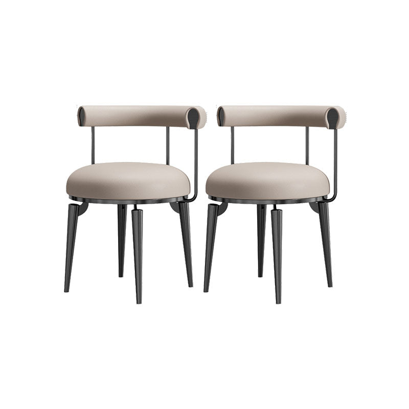 Upholstered Arm Chair Glam Style Open Back Dining Chairs with Metal Legs