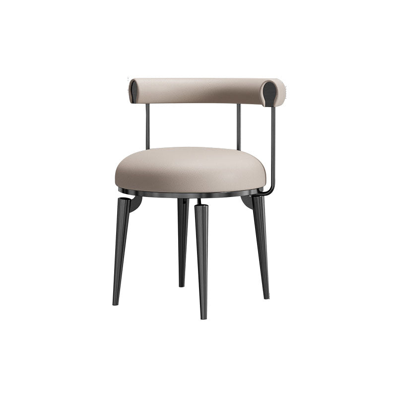 Upholstered Arm Chair Glam Style Open Back Dining Chairs with Metal Legs