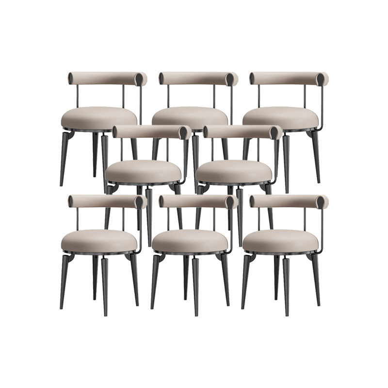 Upholstered Arm Chair Glam Style Open Back Dining Chairs with Metal Legs