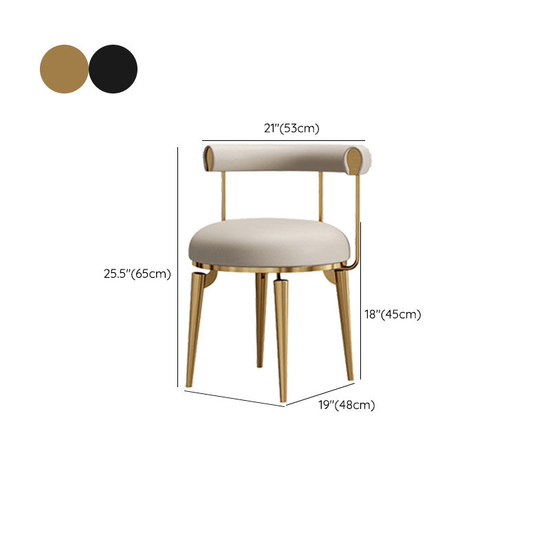 Upholstered Arm Chair Glam Style Open Back Dining Chairs with Metal Legs