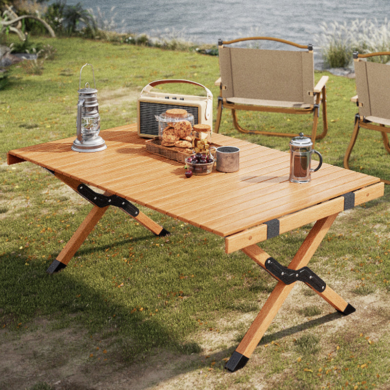 Natural Rectangular Camp Set 1/3/5 Pcs Beech Wood Fold and Store Table and Chairs