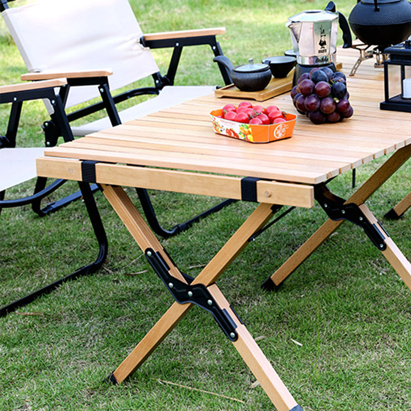 Natural Rectangular Camp Set 1/3/5 Pcs Beech Wood Fold and Store Table and Chairs