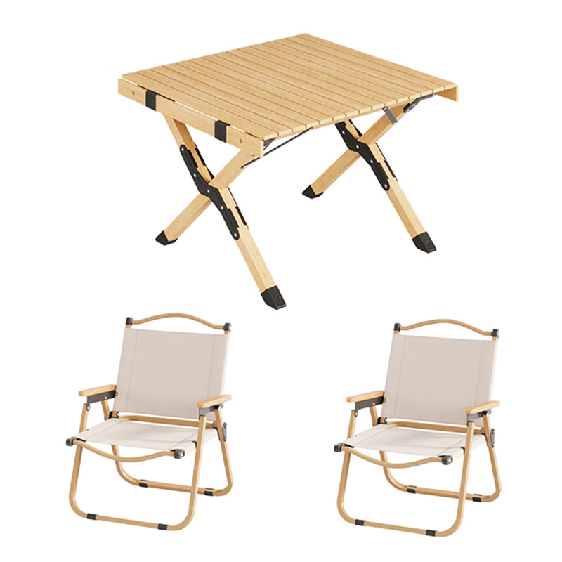 Natural Rectangular Camp Set 1/3/5 Pcs Beech Wood Fold and Store Table and Chairs