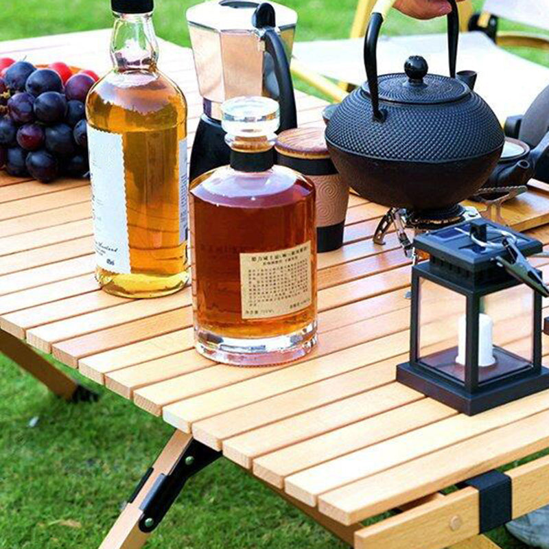 Natural Rectangular Camp Set 1/3/5 Pcs Beech Wood Fold and Store Table and Chairs