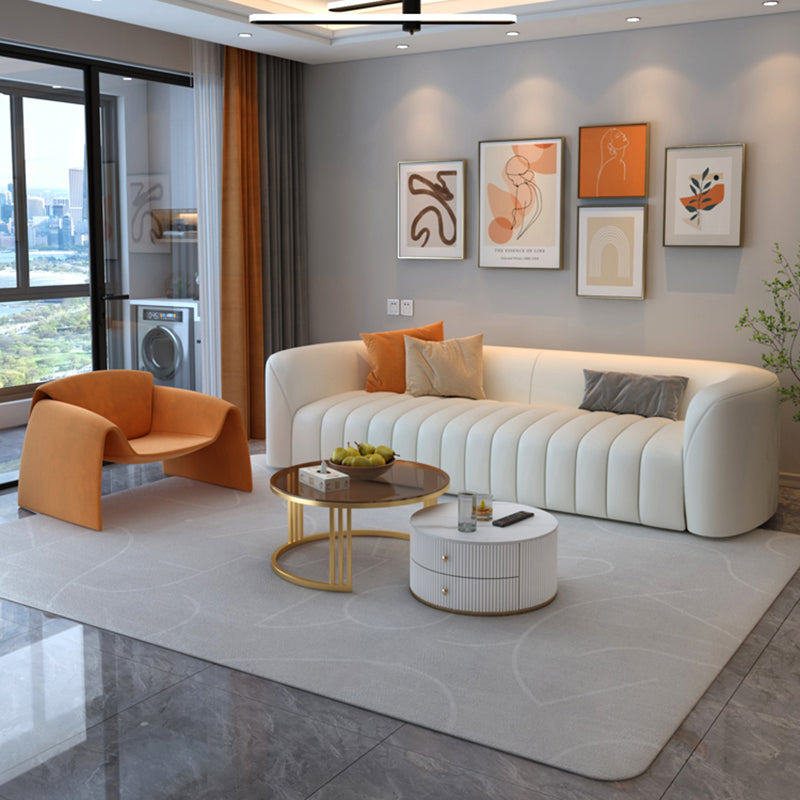 White Durable Sectionals Stain-Resistant Square Arms Sofa for Living Room