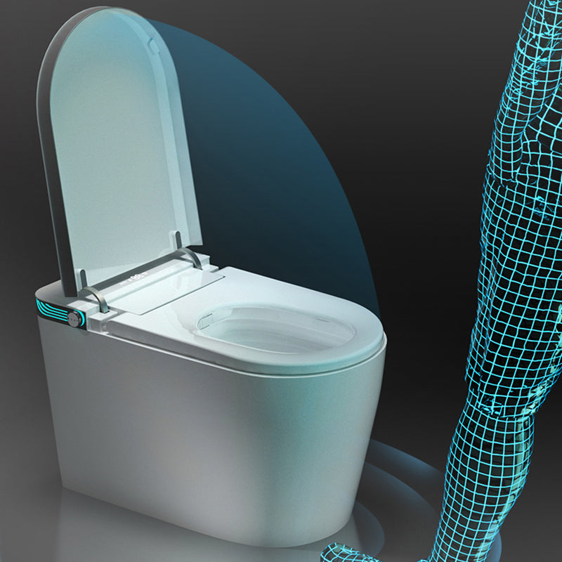 White Finish Elongated Floor Mount Bidet with Foot Sensor and Heated Seat