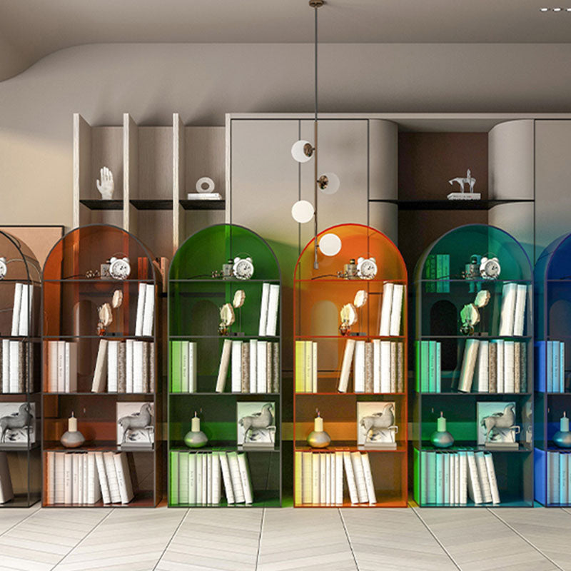 Contemporary Open Back Bookshelf Acrylic Shelf Bookcase with Shelves
