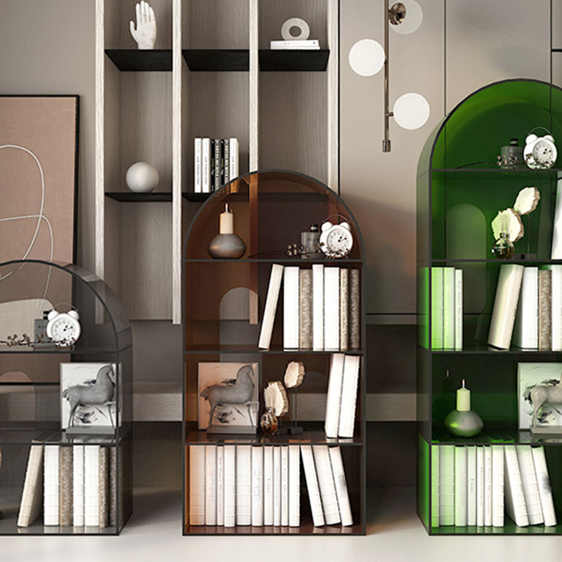 Contemporary Open Back Bookshelf Acrylic Shelf Bookcase with Shelves