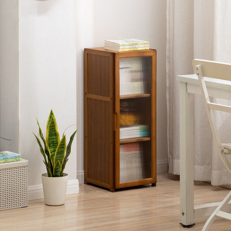 Contemporary Closed Back Bamboo Bookshelf Acrylic Bookcase with Cabinets