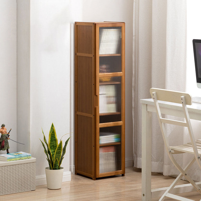 Contemporary Closed Back Bamboo Bookshelf Acrylic Bookcase with Cabinets