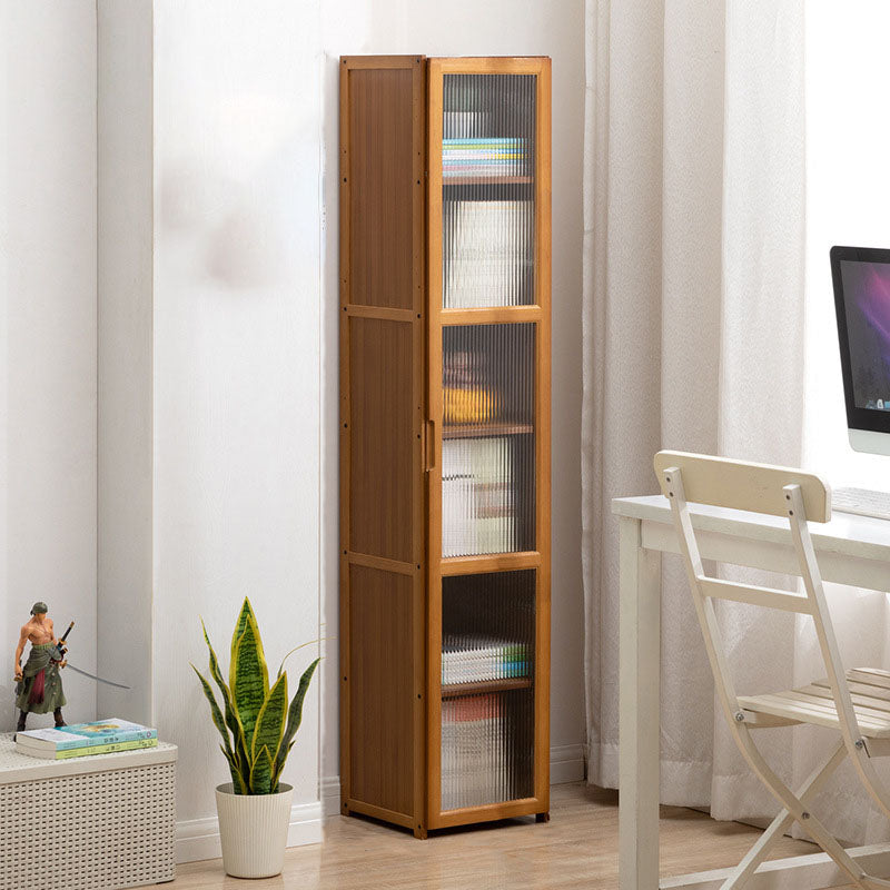 Contemporary Closed Back Bamboo Bookshelf Acrylic Bookcase with Cabinets
