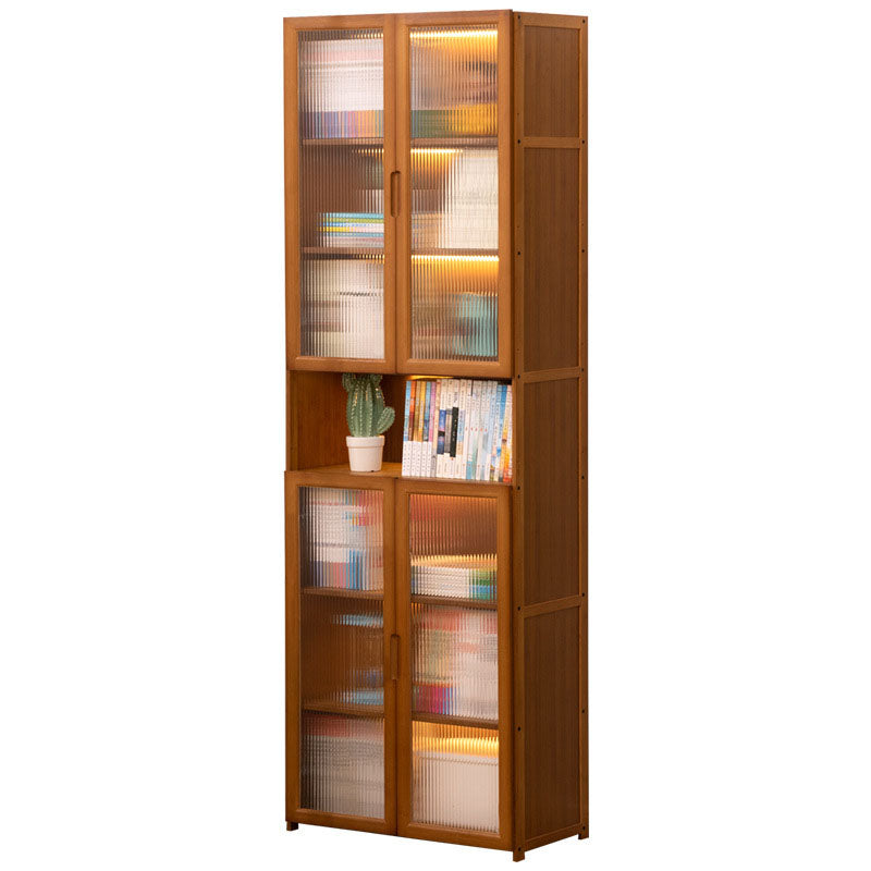 Contemporary Closed Back Bamboo Bookshelf Acrylic Bookcase with Cabinets