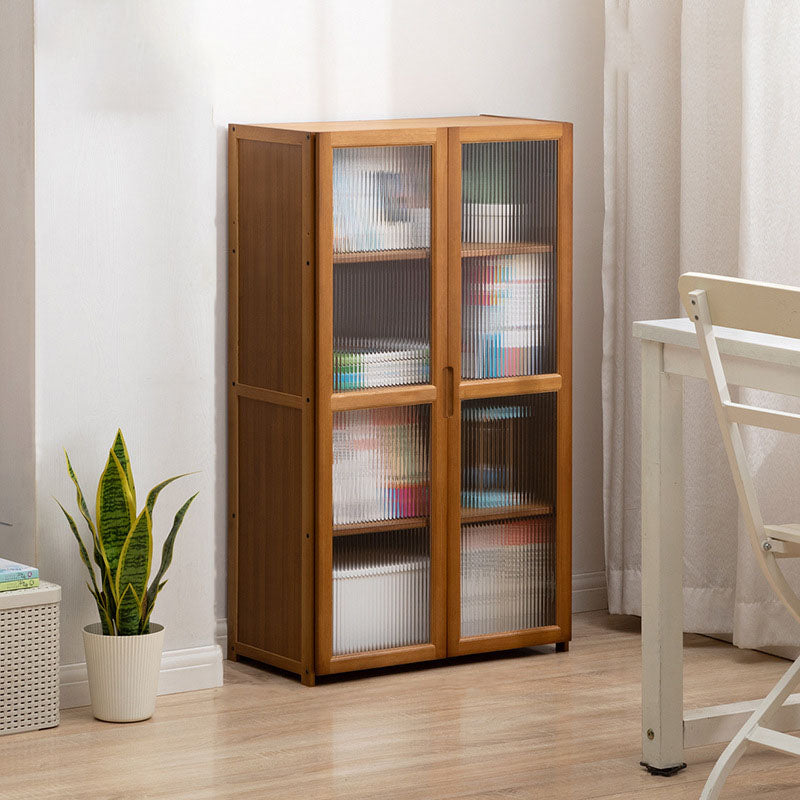 Contemporary Closed Back Bamboo Bookshelf Acrylic Bookcase with Cabinets