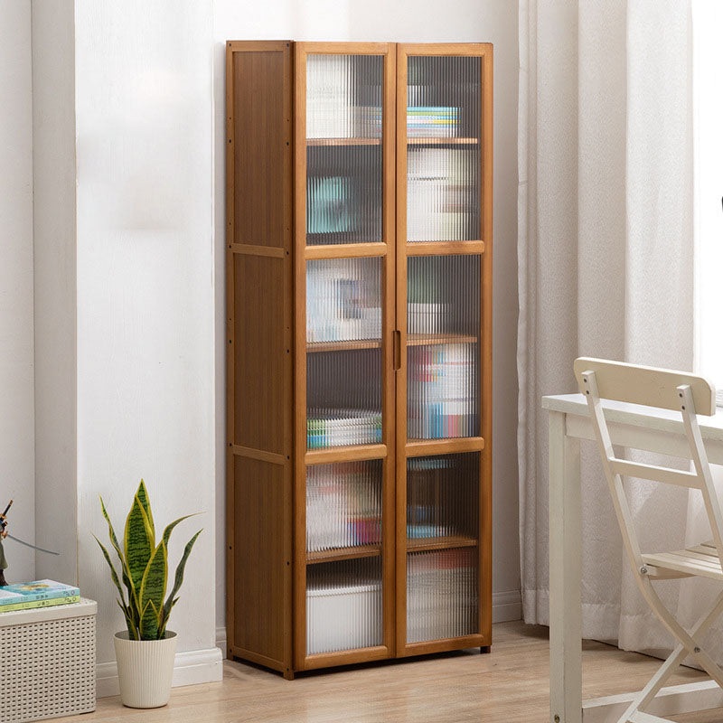 Contemporary Closed Back Bamboo Bookshelf Acrylic Bookcase with Cabinets
