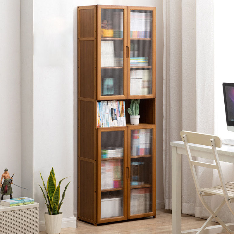 Contemporary Closed Back Bamboo Bookshelf Acrylic Bookcase with Cabinets