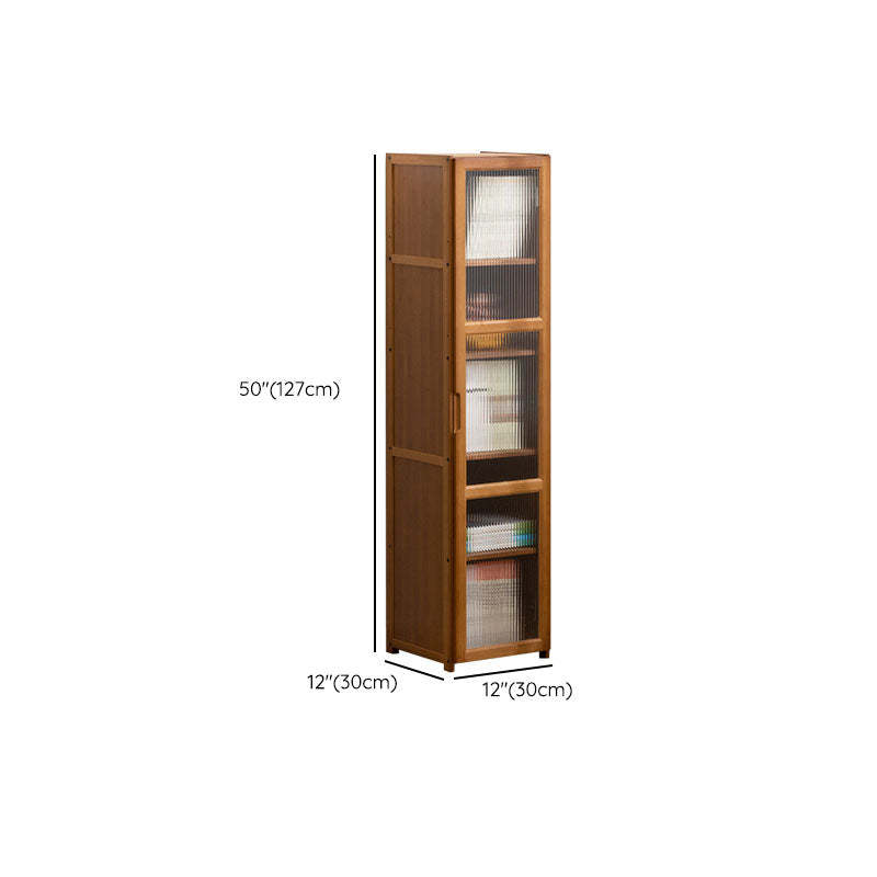 Contemporary Closed Back Bamboo Bookshelf Acrylic Bookcase with Cabinets