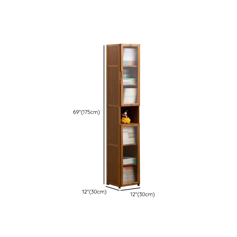 Contemporary Closed Back Bamboo Bookshelf Acrylic Bookcase with Cabinets