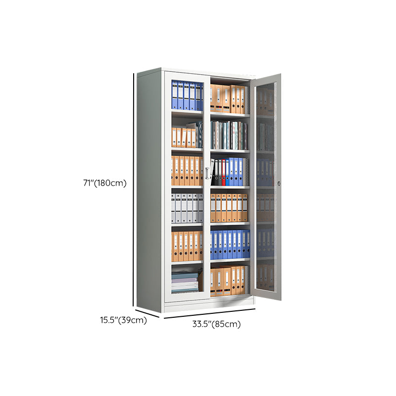 Modern Filing Cabinet Glass Doors File Cabinet with Storage Shelves for Office