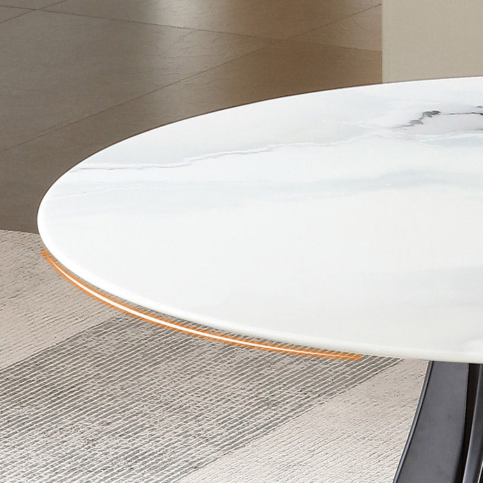 Contemporary Dining Table Stone and Solid Wood Dinette Table