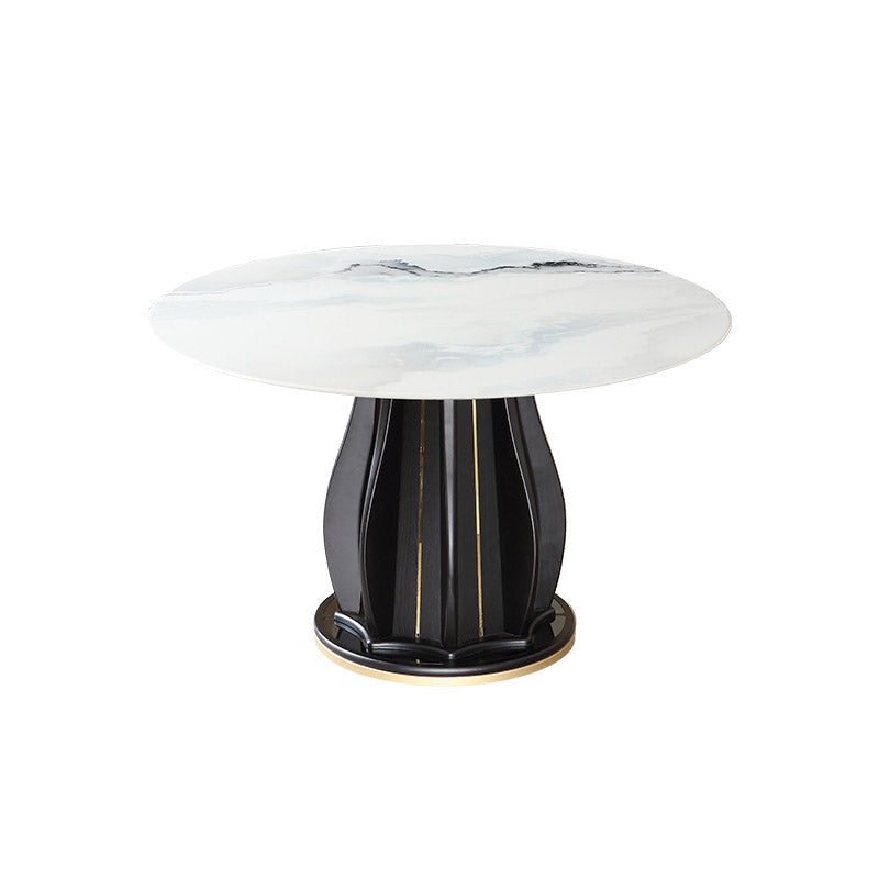 Contemporary Dining Table Stone and Solid Wood Dinette Table