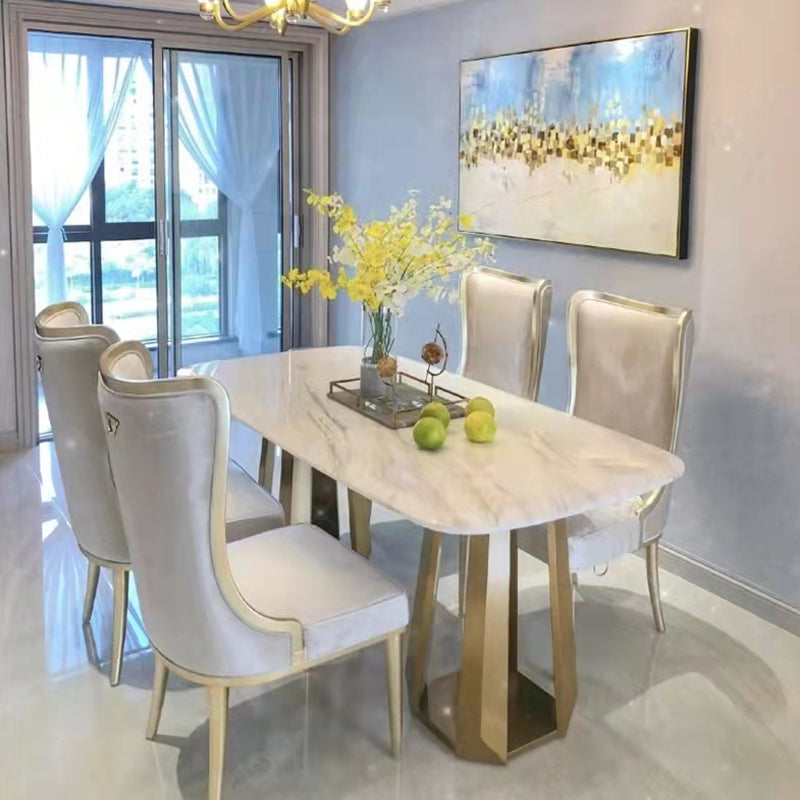 White and Gold Dinner Room Kitchen Table Traditional Luxury Dining Table