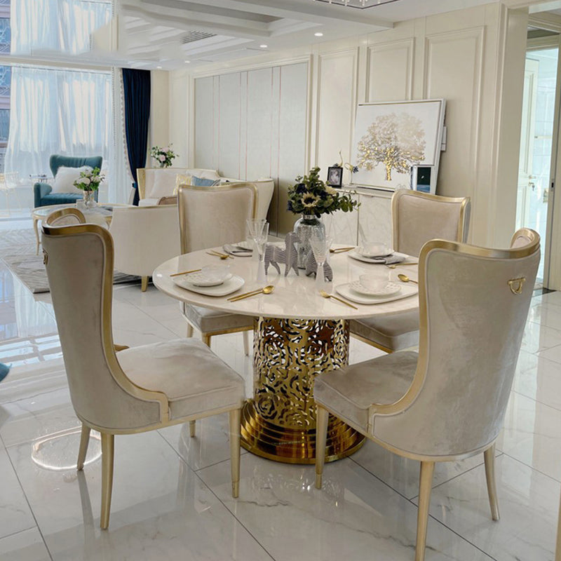 White and Gold Dinner Room Kitchen Table Traditional Luxury Dining Table