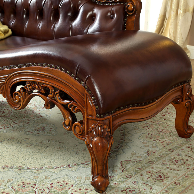 Traditional Brown Birch Accent Chair One Armed Rolled Arms Chaise
