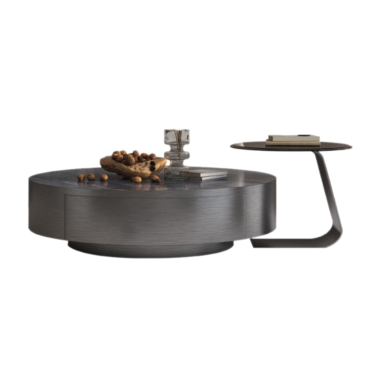 Black Coffee Table Slate 2 Piece Bunching Tables with Storage