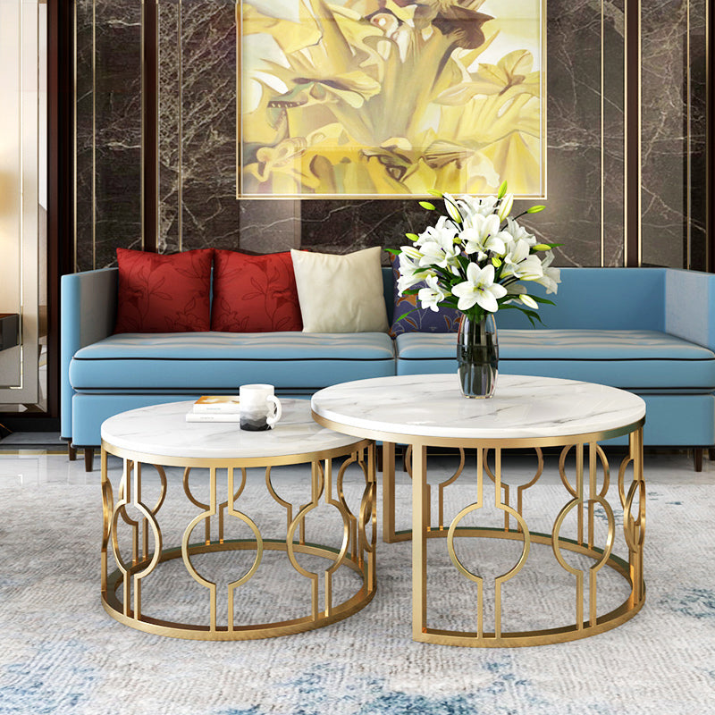 Slate White Coffee Table Frame 2 Piece Nesting Tables for Living Room