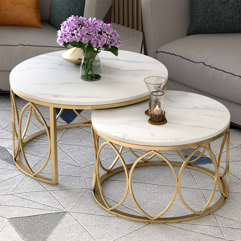 Slate White Coffee Table Frame 2 Piece Nesting Tables for Living Room