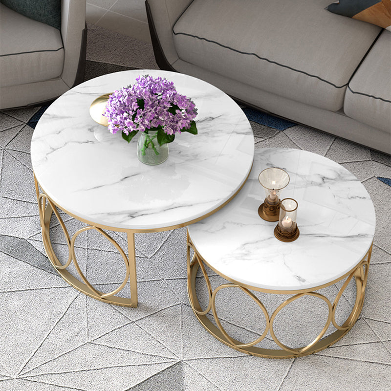 Slate White Coffee Table Frame 2 Piece Nesting Tables for Living Room