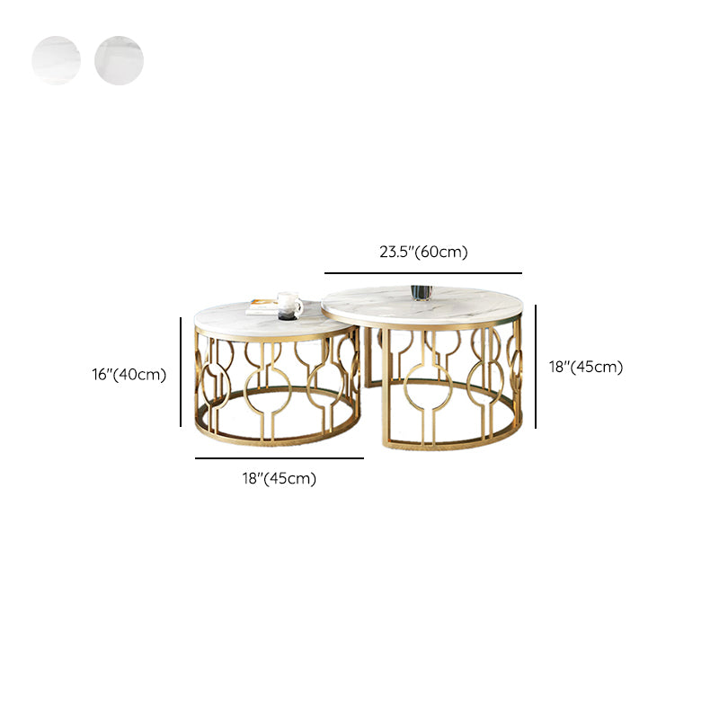 Slate White Coffee Table Frame 2 Piece Nesting Tables for Living Room