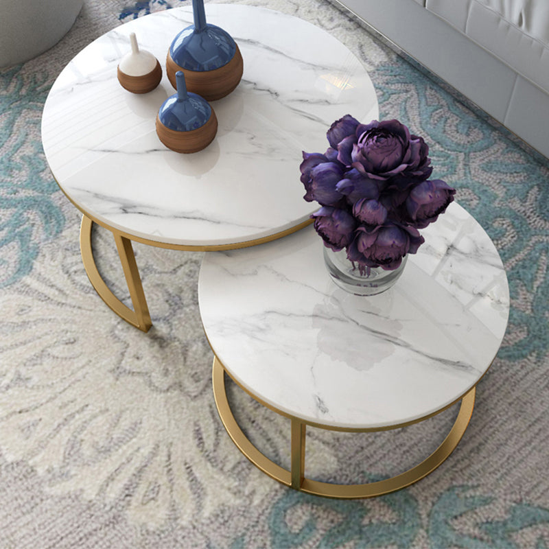 Slate Round Coffee Table Frame 2 Piece Nesting Tables for Living Room