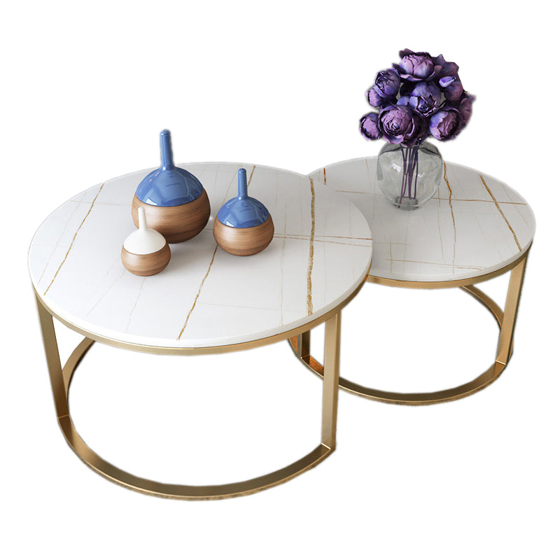 Slate Round Coffee Table Frame 2 Piece Nesting Tables for Living Room