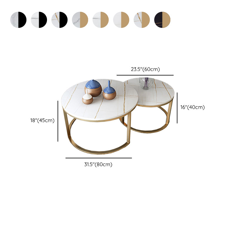 Slate Round Coffee Table Frame 2 Piece Nesting Tables for Living Room