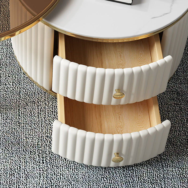 Round Coffee Table Glass Top Nesting Coffee Table Set with Golden Legs