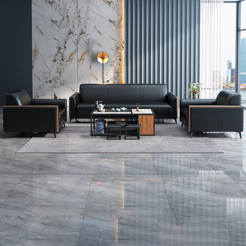 29" Wide Contemporary Sofa Black Stationary Seating for Living Room