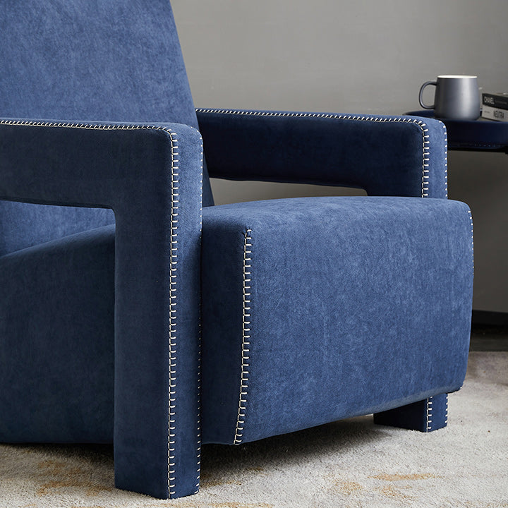 Glam Fabric Arms Included Square Arms Fixed Back Accent Room Chair