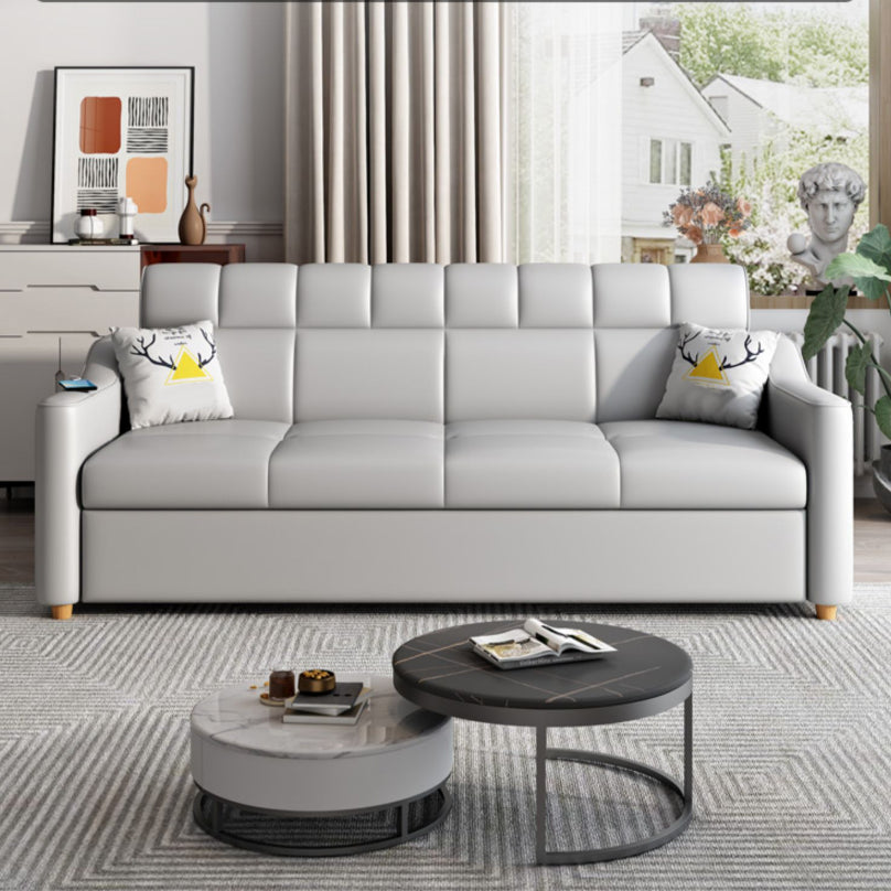 Contemporary Sofa Bed Gray with Storage Cushion Back Upholstered Futon Sleeper Sofa