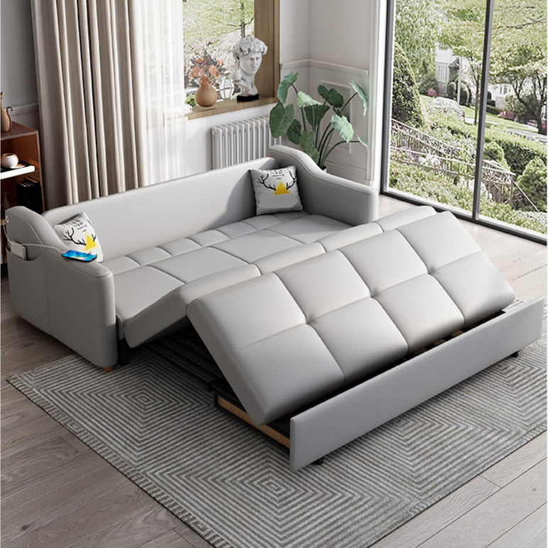 Contemporary Sofa Bed Gray with Storage Cushion Back Upholstered Futon Sleeper Sofa